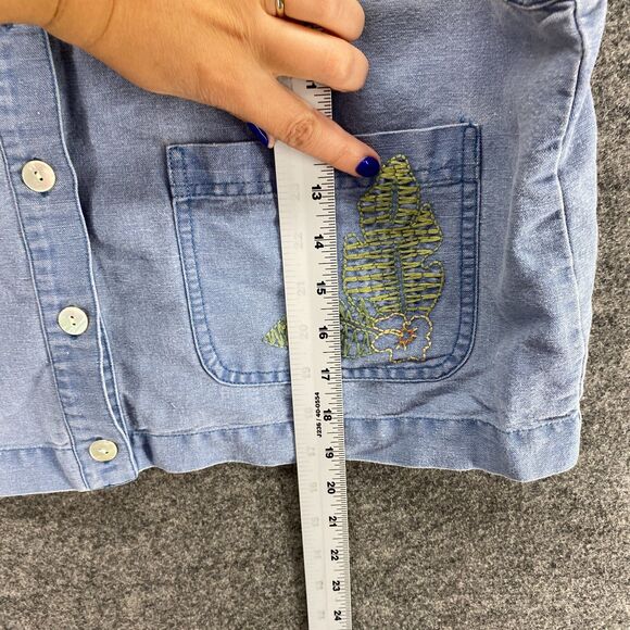 Susan Bristol Shirt Women PL Petite Blue Button Up Sleeveless Round Neck Casual - Picture 7 of 9